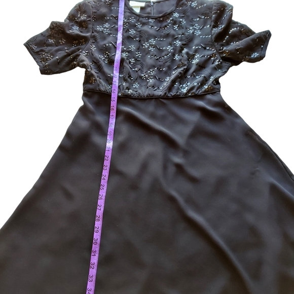 Vintage Sequined Julian Wilder Little Black Dress Empire Dress Full Skirt - Picture 14 of 16